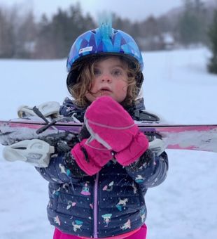 A fun day skiing on the slopes 